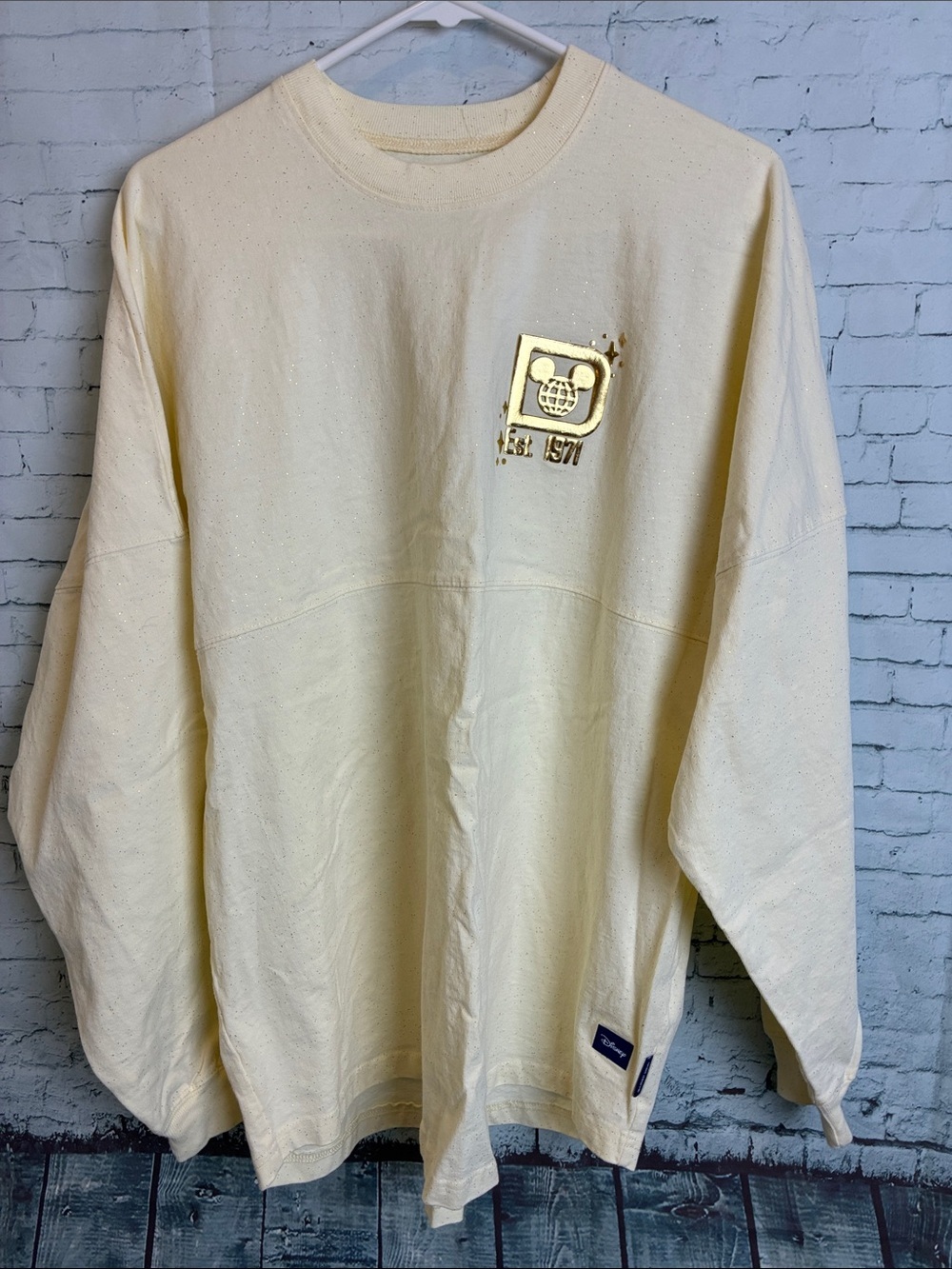 Disney Cinderella Castle Spirit Jersey Cream Gold and Sparkles Pixie Dust Large